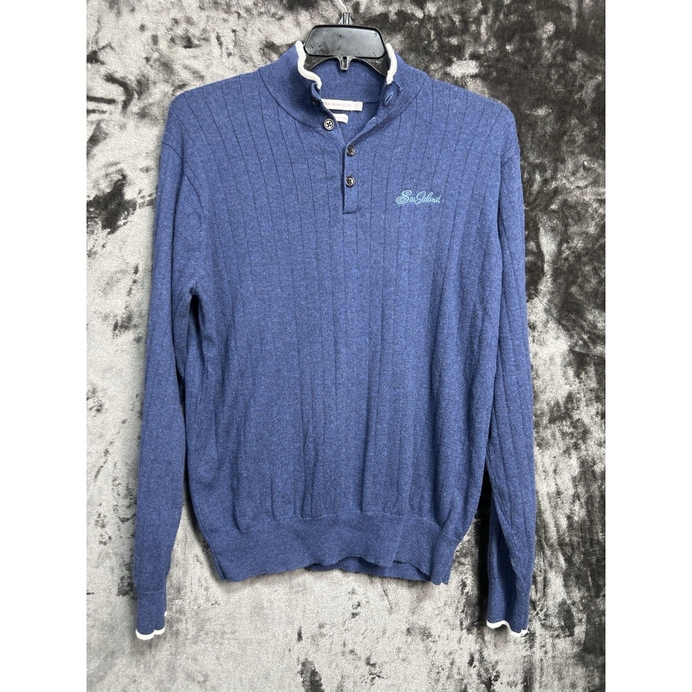 Peter Millar Men's Size: Large Blue Cashmere Blend Golf Sweater Sea Island
